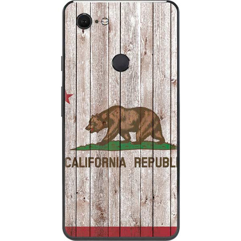 California Flag Dark Wood Google Pixel 3 XL Skin